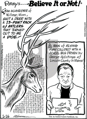 Ripley's Believe It or Not on Thursday January 16, 2003 Comic Strip