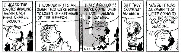 Peanuts on Monday March 22, 1993 Comic Strip