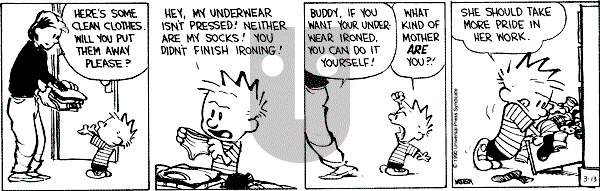 Calvin and Hobbes - Tuesday March 13, 1990 Comic Strip