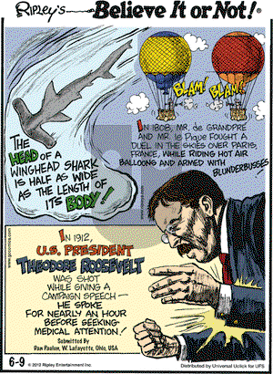 Ripley's Believe It or Not - Saturday June 9, 2012 Comic Strip
