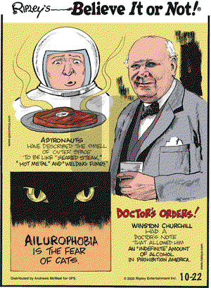 Ripley's Believe It or Not on Thursday October 22, 2020 Comic Strip