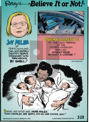 Ripley's Believe It or Not on Wednesday February 28, 2018 Comic Strip