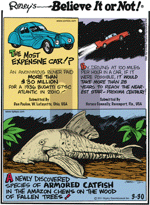 Ripley's Believe It or Not on Wednesday March 30, 2011 Comic Strip
