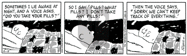 Peanuts on Saturday February 15, 1997 Comic Strip