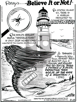 Ripley's Believe It or Not on Saturday September 19, 1998 Comic Strip