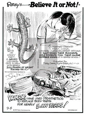 Ripley's Believe It or Not on Wednesday September 5, 2007 Comic Strip
