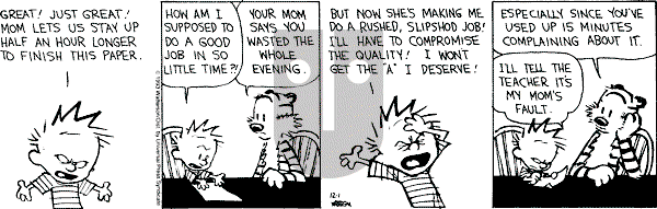 Calvin and Hobbes - Wednesday December 1, 1993 Comic Strip