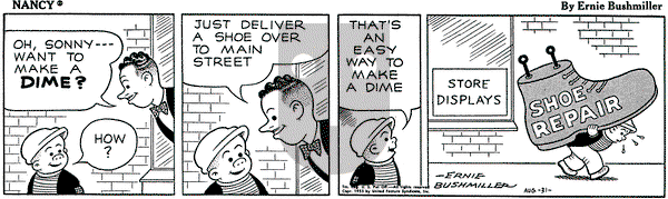 Nancy on Wednesday August 31, 1955 Comic Strip