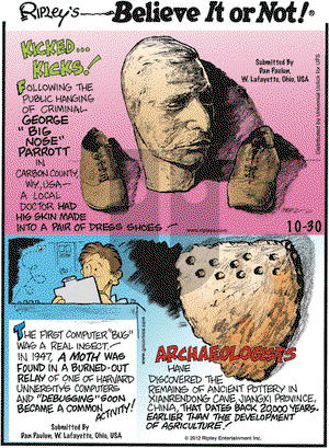 Ripley's Believe It or Not on Tuesday October 30, 2012 Comic Strip