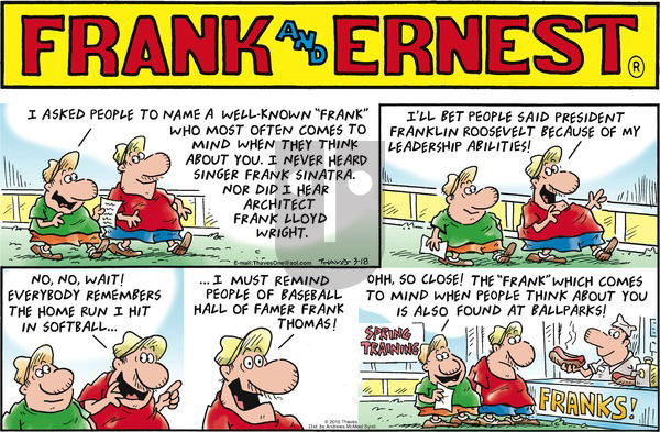 Frank and Ernest on Sunday March 18, 2018 Comic Strip