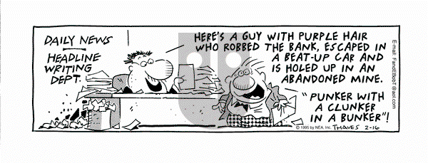 Frank and Ernest on Thursday February 16, 1995 Comic Strip