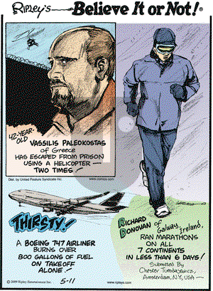 Ripley's Believe It or Not - Monday May 11, 2009 Comic Strip