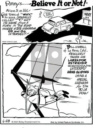 Ripley's Believe It or Not on Thursday June 28, 2001 Comic Strip