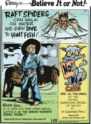 Ripley's Believe It or Not on Saturday January 26, 2013 Comic Strip