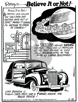 Ripley's Believe It or Not on Wednesday February 19, 1997 Comic Strip