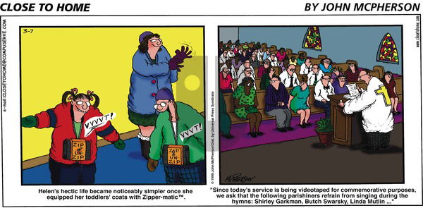 Close to Home on Thursday April 29, 1999 Comic Strip