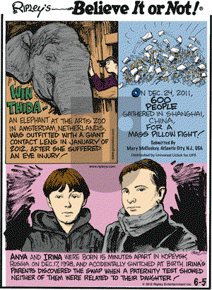 Ripley's Believe It or Not on Tuesday June 5, 2012 Comic Strip