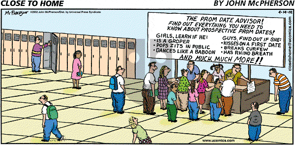 Close to Home on Sunday April 14, 2002 Comic Strip