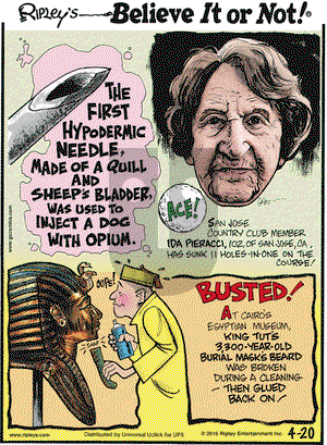 Ripley's Believe It or Not on Monday April 20, 2015 Comic Strip