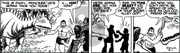Alley Oop on Monday August 1, 1977 Comic Strip