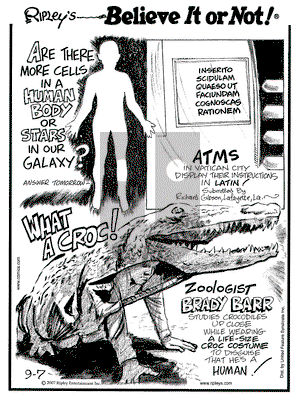 Ripley's Believe It or Not on Friday September 7, 2007 Comic Strip