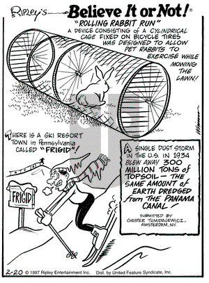 Ripley's Believe It or Not on Thursday February 20, 1997 Comic Strip