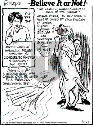 Ripley's Believe It or Not on Thursday October 24, 1996 Comic Strip
