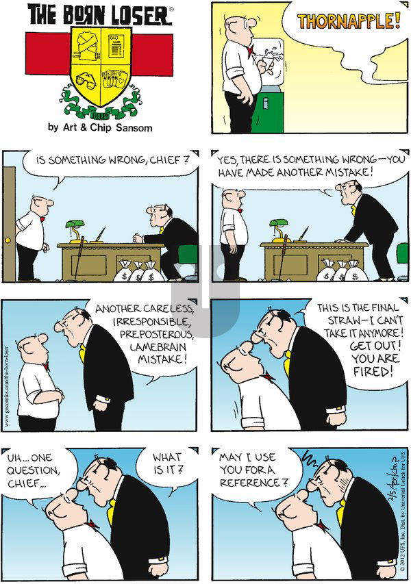 The Born Loser on Sunday February 5, 2012 Comic Strip