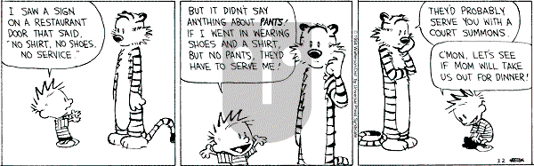 Calvin and Hobbes - Wednesday March 2, 1994 Comic Strip