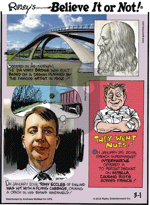 Ripley's Believe It or Not on Thursday March 1, 2018 Comic Strip