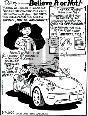 Ripley's Believe It or Not on Friday January 7, 2000 Comic Strip