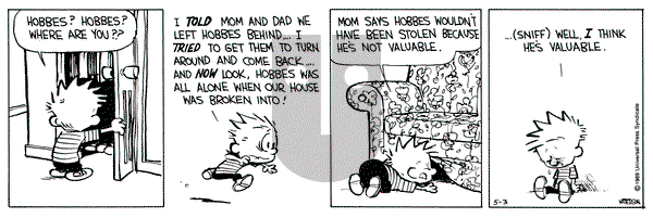 Calvin and Hobbes on Wednesday May 3, 1989 Comic Strip