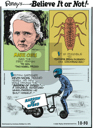 Ripley's Believe It or Not on Friday October 30, 2020 Comic Strip