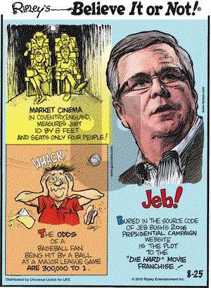 Ripley's Believe It or Not on Tuesday August 25, 2015 Comic Strip