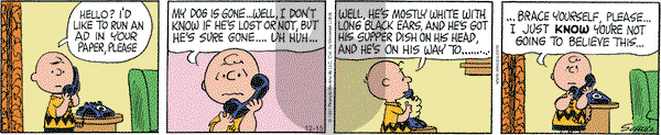 Peanuts - Monday December 15, 2014 Comic Strip