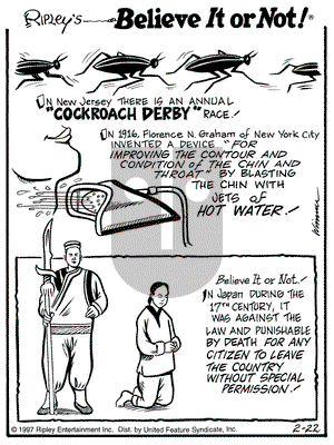 Ripley's Believe It or Not on Saturday February 22, 1997 Comic Strip