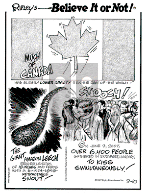 Ripley's Believe It or Not on Monday September 10, 2007 Comic Strip