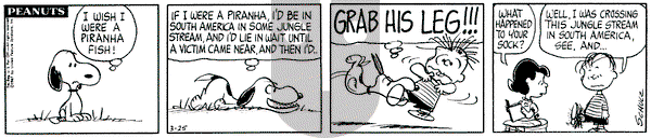 Peanuts on Saturday March 25, 1967 Comic Strip