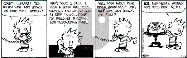 Calvin and Hobbes on Saturday March 24, 1990 Comic Strip