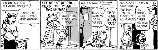 Calvin and Hobbes - Friday March 31, 1995 Comic Strip