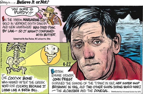 Ripley's Believe It or Not on Sunday June 22, 2014 Comic Strip