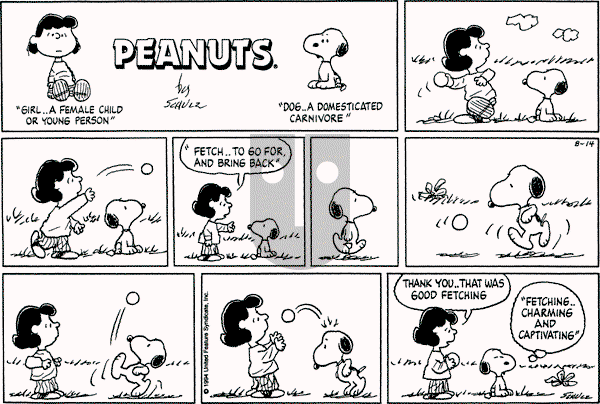 Peanuts - Sunday August 14, 1994 Comic Strip