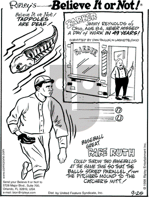 Ripley's Believe It or Not on Friday September 25, 1998 Comic Strip