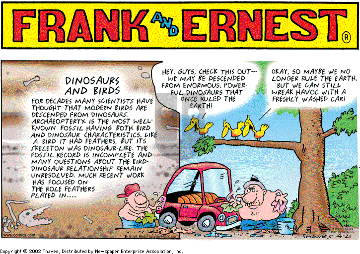 Frank and Ernest on Sunday April 21, 2002 Comic Strip