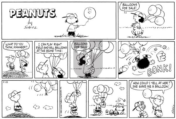 Peanuts on Sunday March 28, 1993 Comic Strip