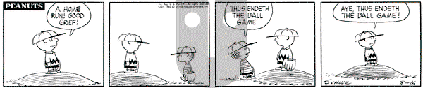 Peanuts on Tuesday August 16, 1960 Comic Strip
