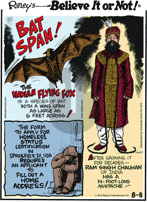 Ripley's Believe It or Not on Monday August 6, 2012 Comic Strip