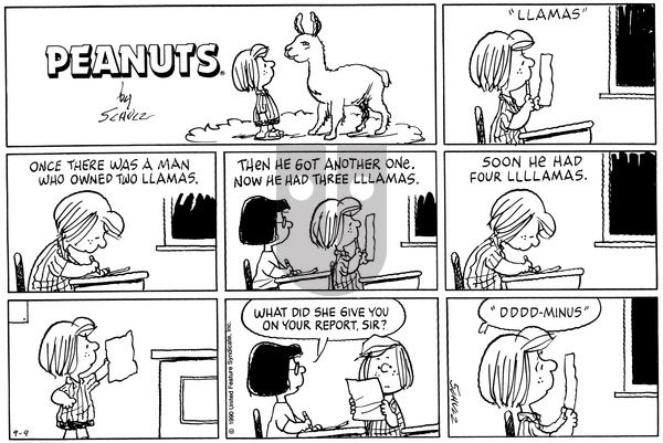 Peanuts on Sunday September 9, 1990 Comic Strip