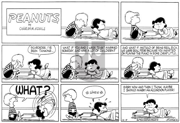 Peanuts on Sunday December 9, 1956 Comic Strip