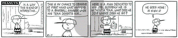 Peanuts on Tuesday August 7, 1962 Comic Strip